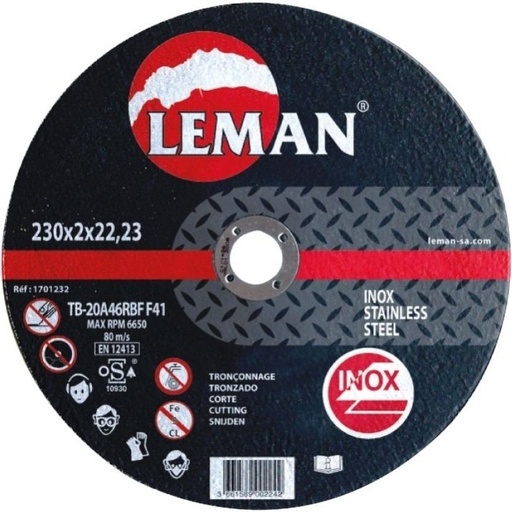 [1701110] LEMAN DISQUE TRONÇONNAGE INOX 115X1,0X22,23 MP