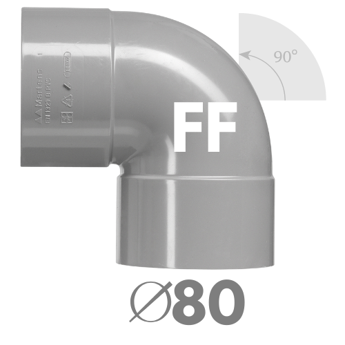[3102.3808] COUDE PVC GRIS FF 90° D80 
